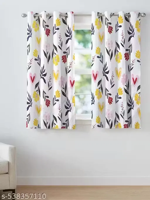 ANA Window Curtain 5 Feet Floral Set of 2 Cotton Curtain for Windows Multicolor 2pcs